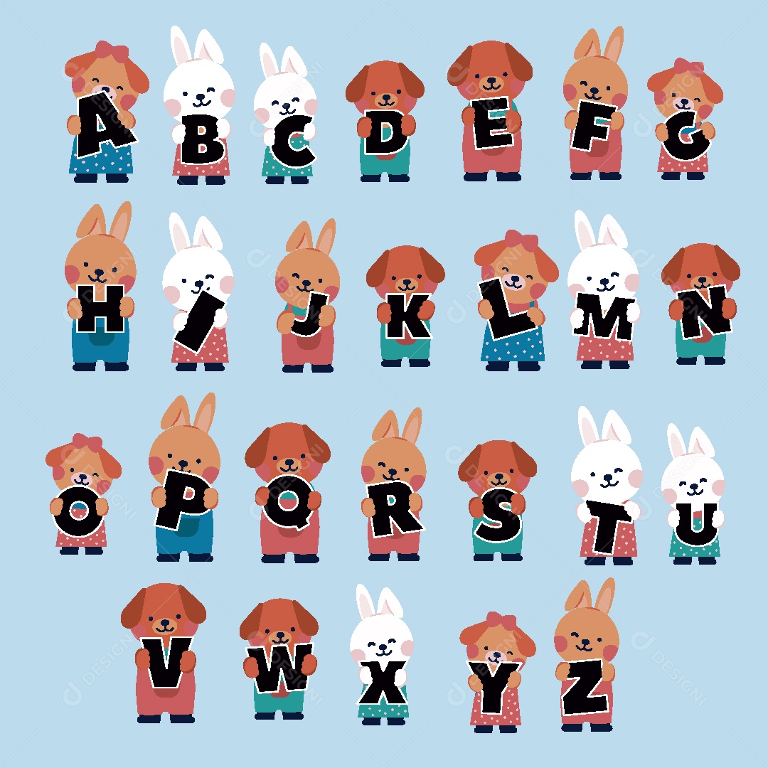 Alfabeto Divertido Ilustração Vetor EPS