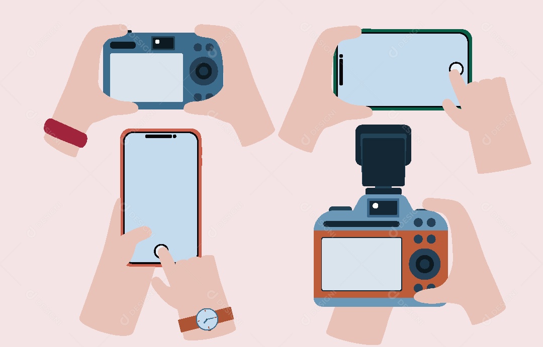 Celulares e Câmeras Ilustração Vetor EPS