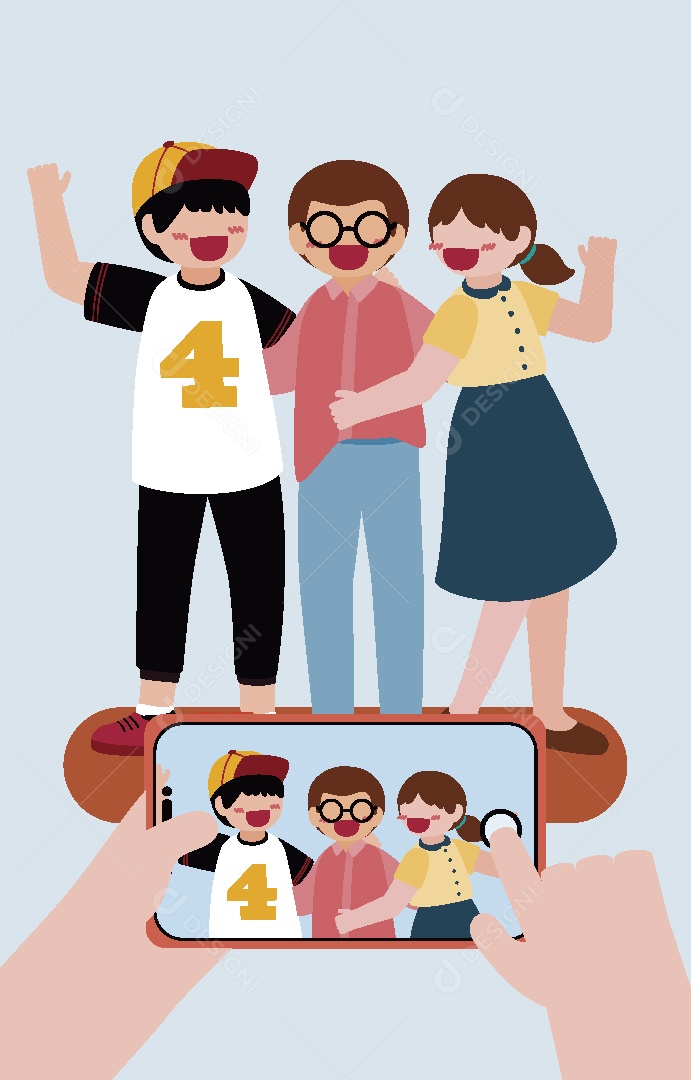 Personagens Tirando Fotos Ilustração Vetor EPS