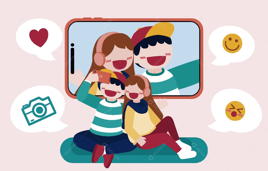 Personagens Tirando Fotos Ilustração Vetor EPS