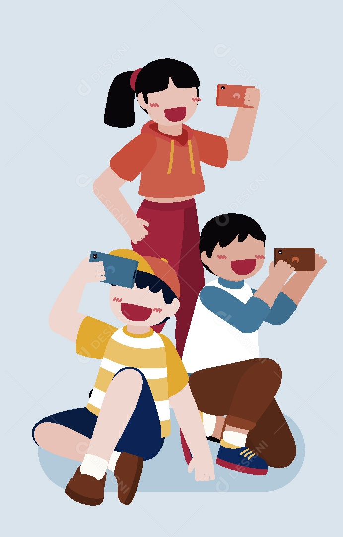 Personagens Tirando Fotos Ilustração Vetor EPS