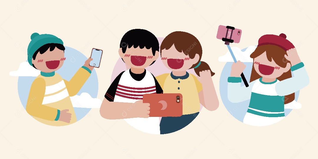 Personagens Tirando Fotos Ilustração Vetor EPS