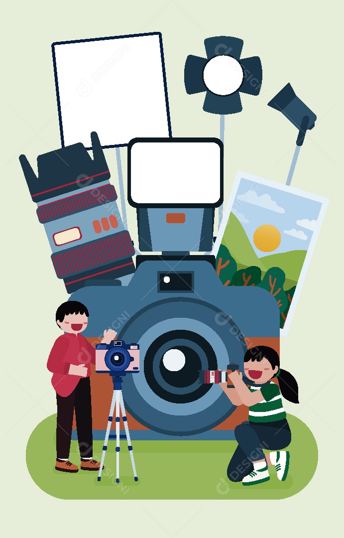 Fotógrafos Ilustração Vetor EPS