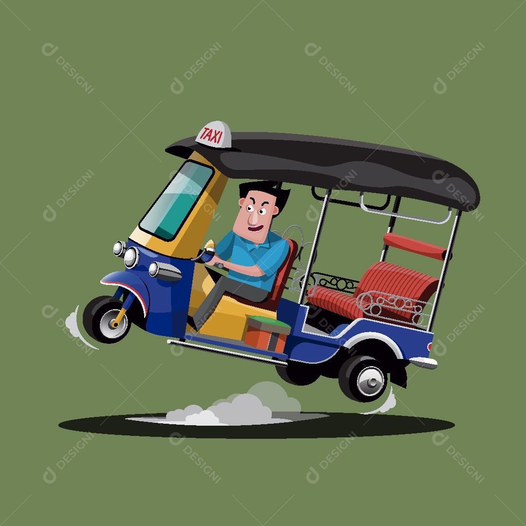 Tuk tuk Tailandês Ilustração Vetor EPS