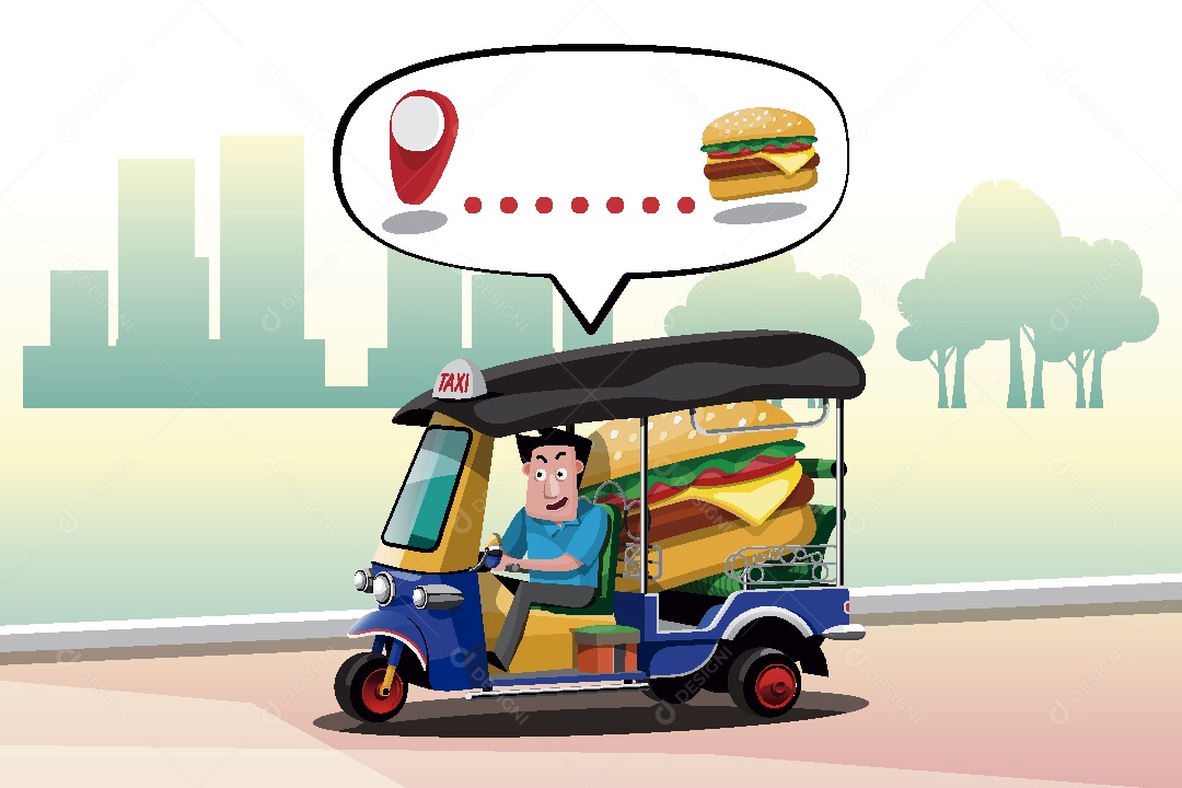 Tuk tuk Tailandês Ilustração Vetor EPS