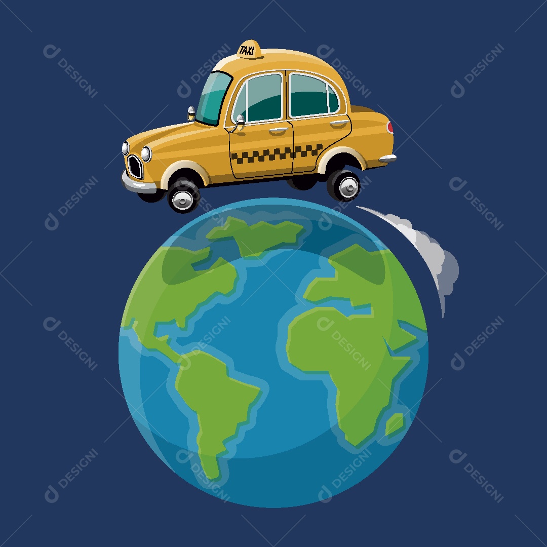 Taxi em Todo Lugar do Mundo Ilustração Vetor EPS