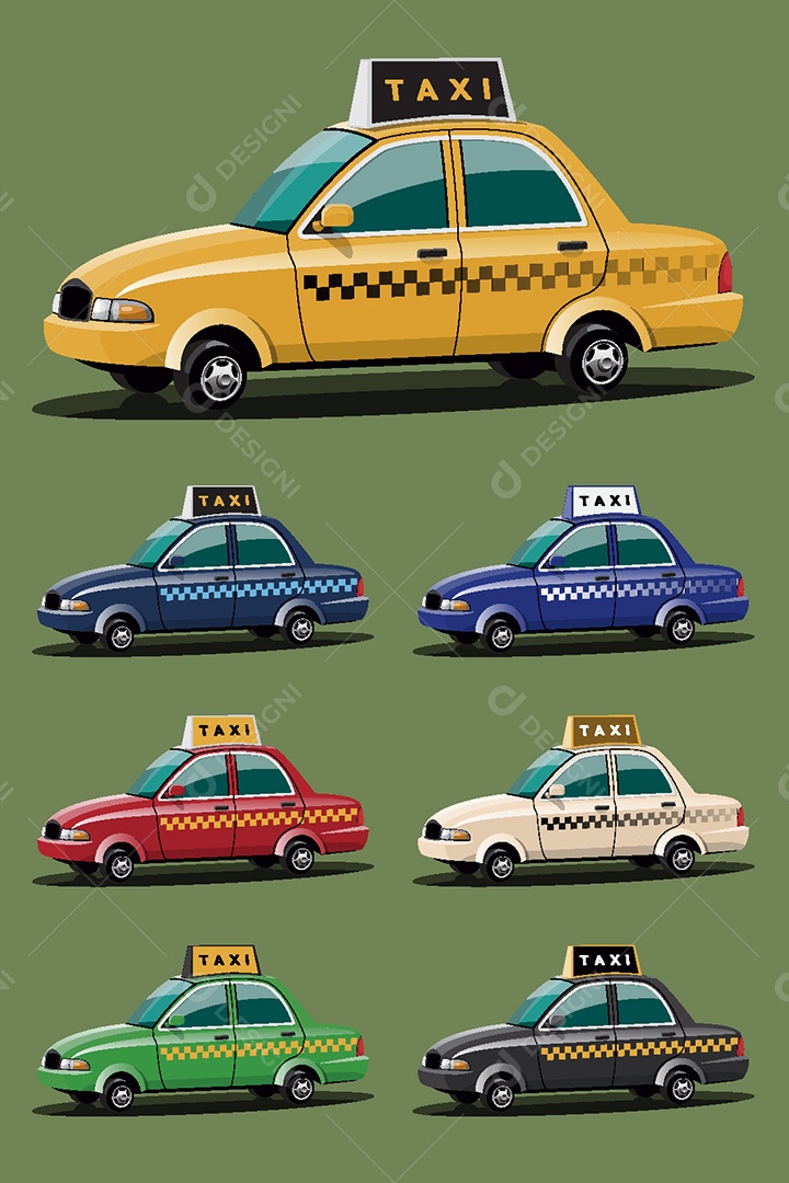 Taxi de Varias Cores Ilustração Vetor EPS