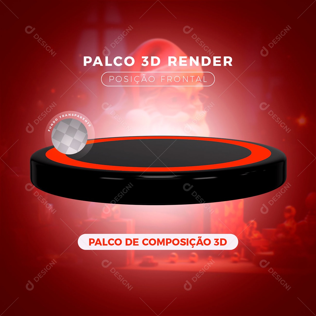 Palco Elemento 3D Vermelho Preto 3D para Composição PSD