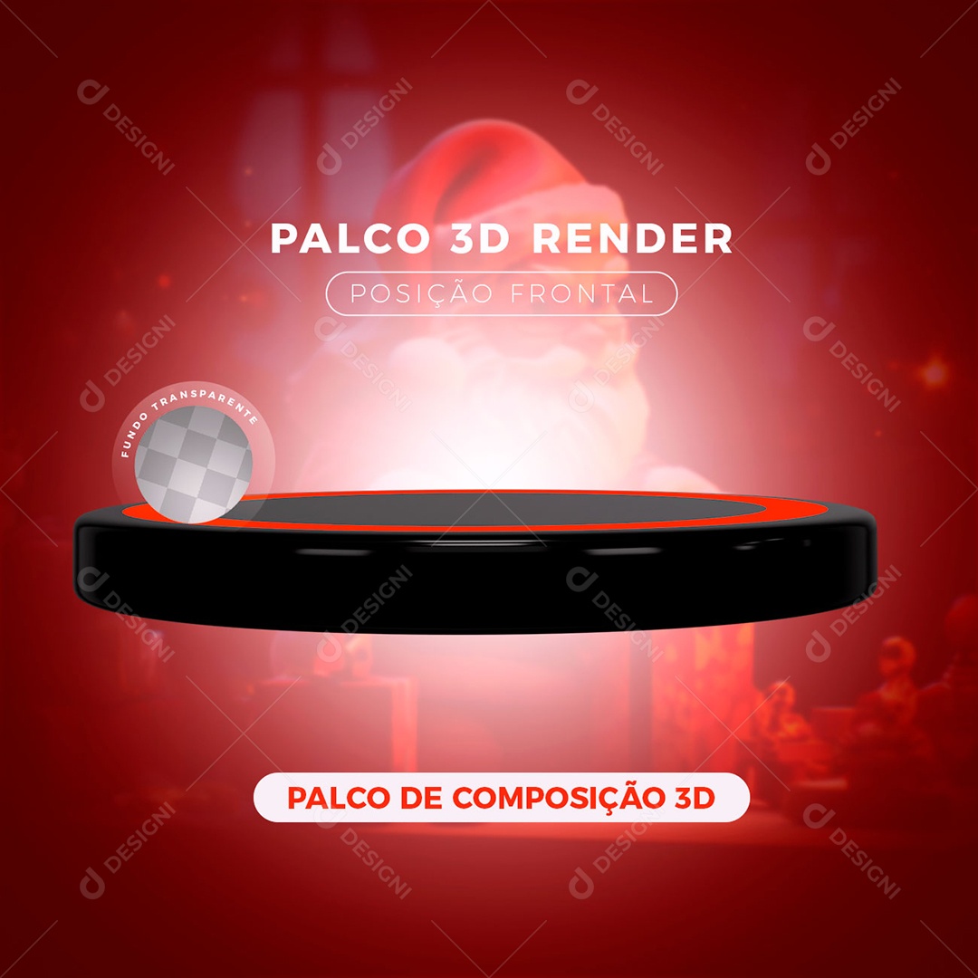 Palco Elemento 3D Preto Vermelho 3D para Composição PSD
