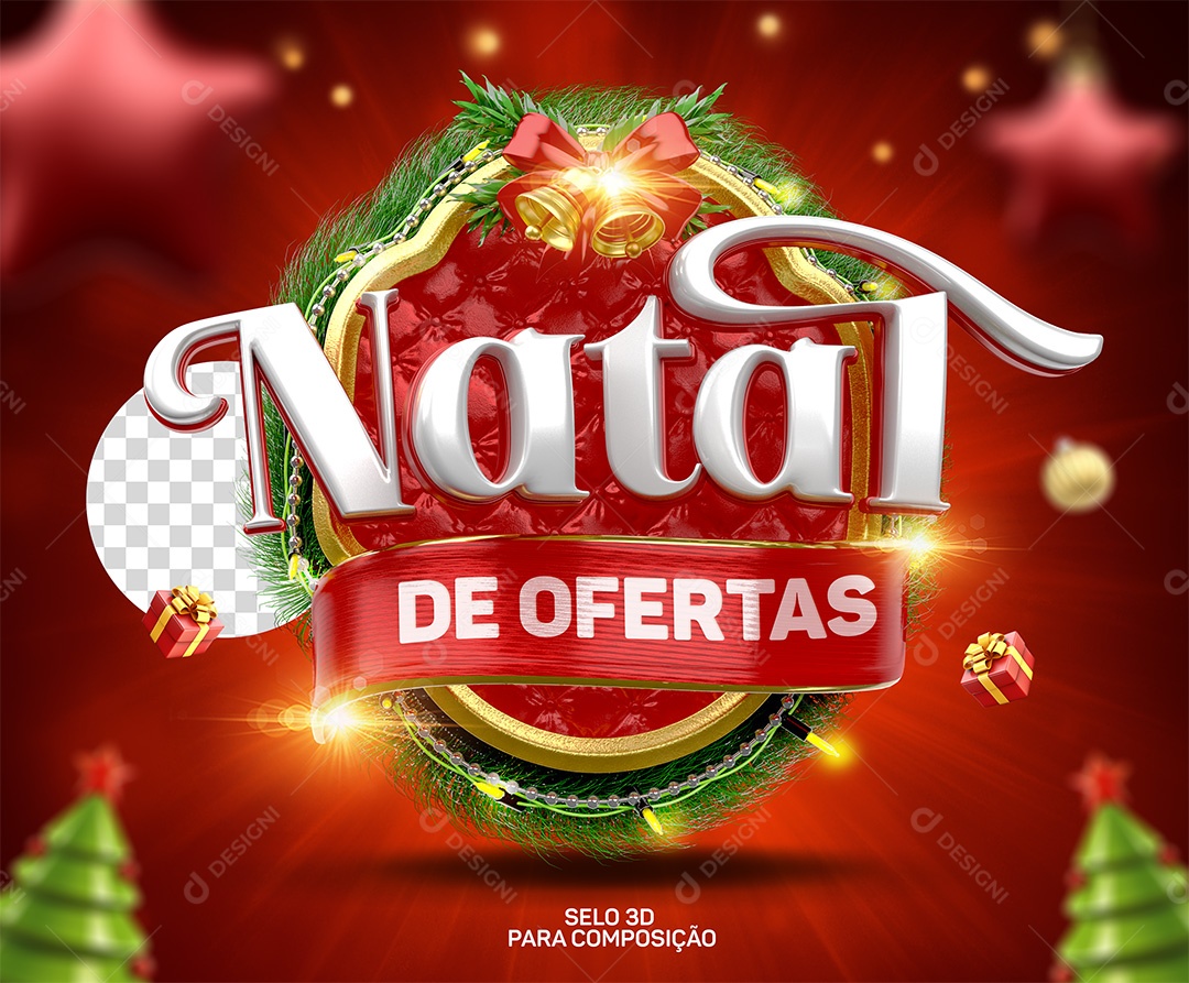 Selo 3D Natal De Ofertas Para Composição PSD