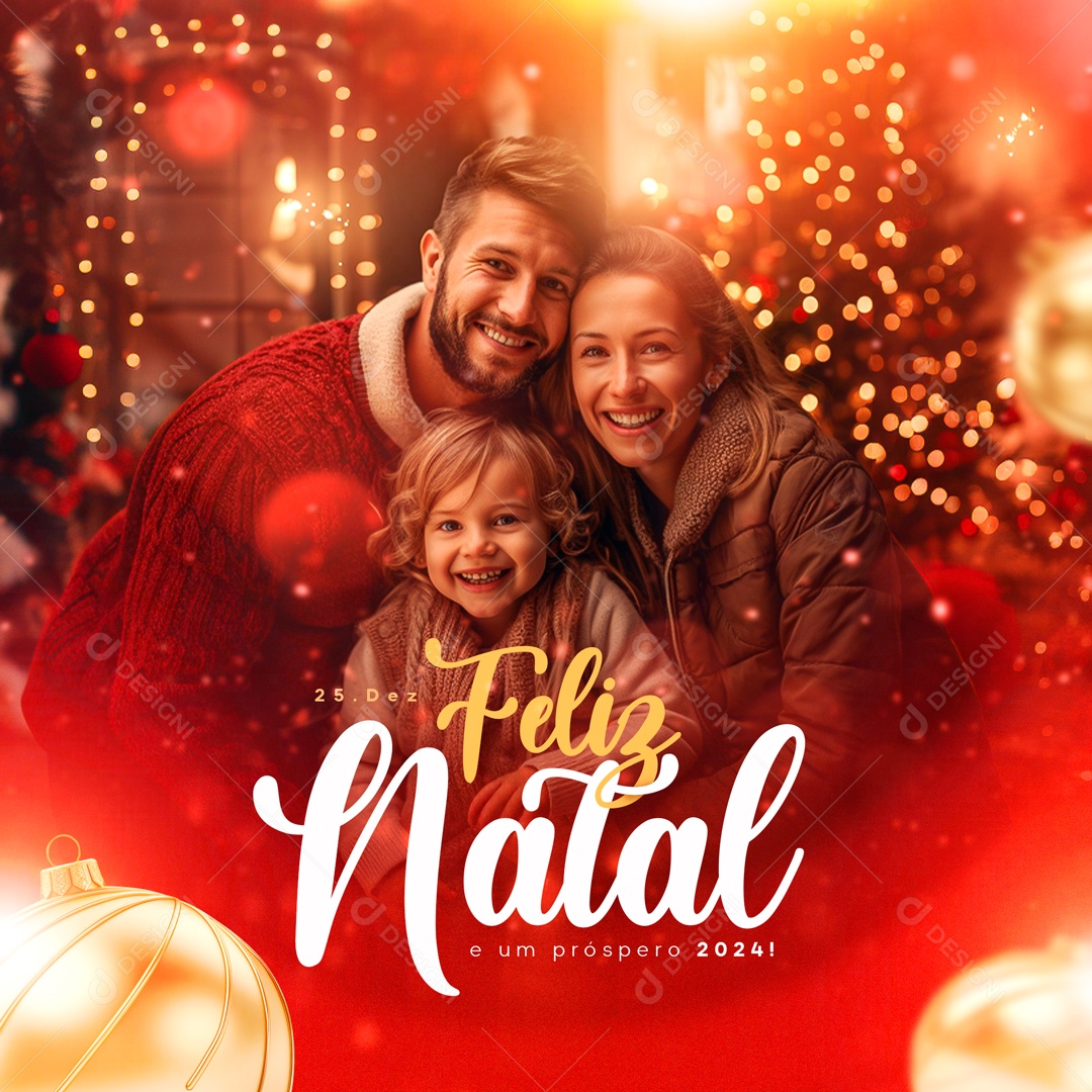 Social Media Feliz Natal e Um Próspero 2024 PSD Editável