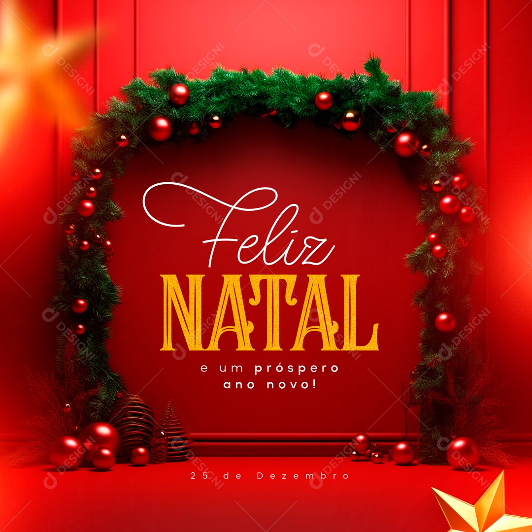 Feliz Natal e Um Próspero Ano Novo Social Media PSD Editável