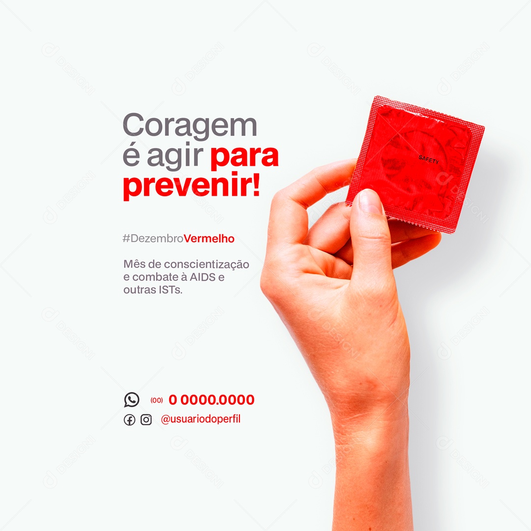 Coragem é Agir Dezembro Vermelho Social Media PSD Editável