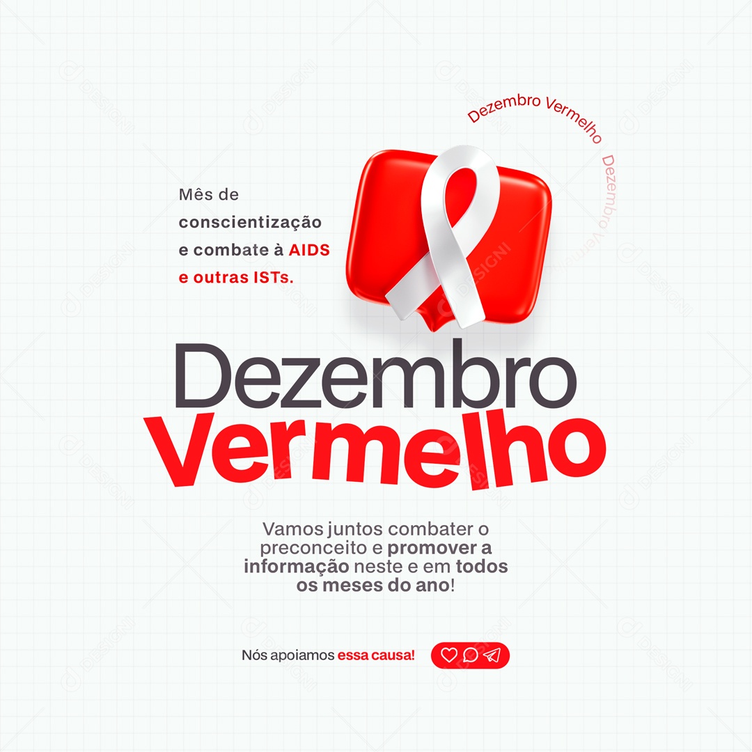 Social Media Vamos Juntos Dezembro Vermelho PSD Editável