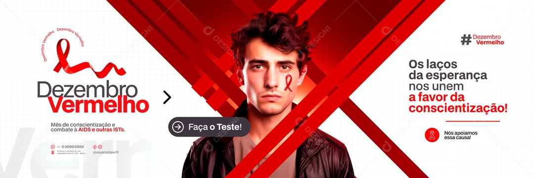 Banner Dezembro Vermelho Os Laços Da Esperança Social Media PSD Editável