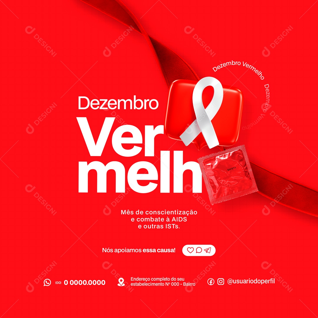 Social Media Dezembro Vermelho Mês De Conscietização PSD Editável