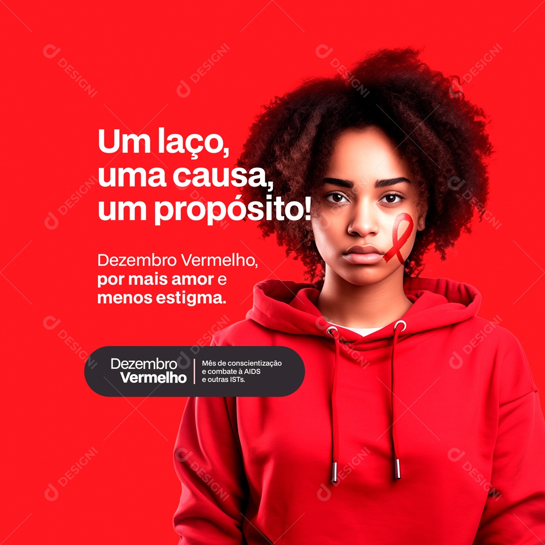 Um Laço Uma Causa Um Propósito Dezembro Vermelho Social Media PSD Editável