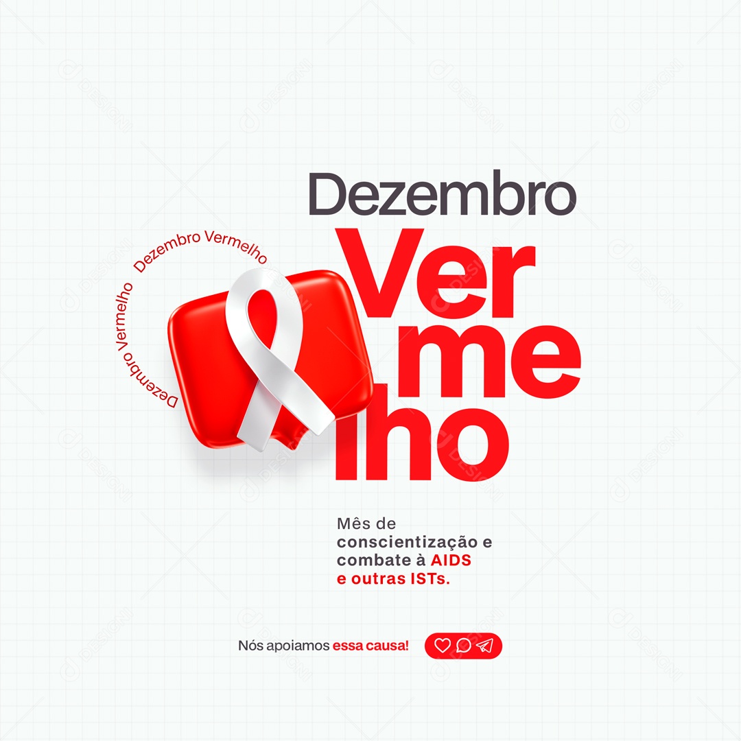 Social Media Dezembro Vermelho Combate à AIDS e Outras ISTs PSD Editável