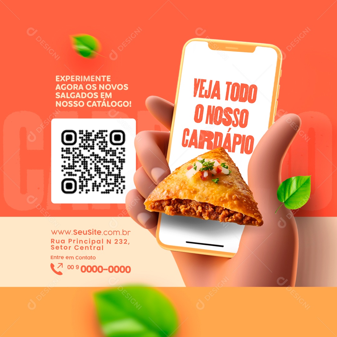 Social Media Veja Todo Nosso Cardápio PSD Editável