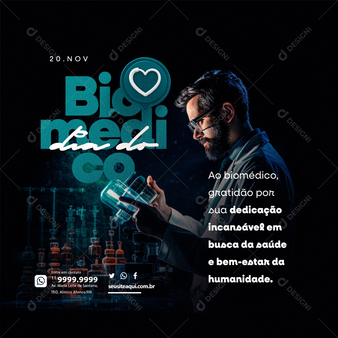 Social Media Dia Do Biomédico Dedicação Incansável PSD Editável