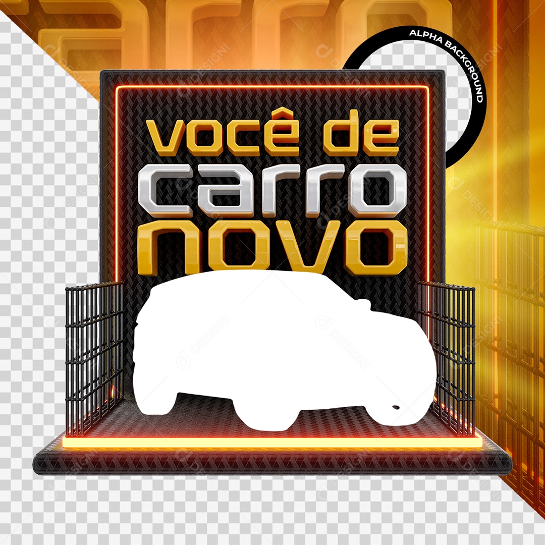 Selo 3D Você De Carro Novo Para Composição PSD