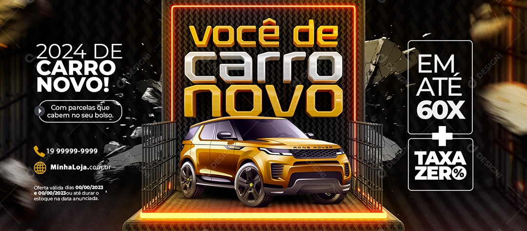 Social Media Banner Você De Carro Novo Taxa Zero PSD Editável