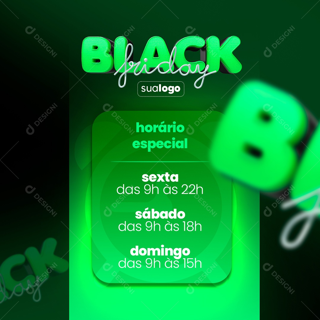 Social Media Black Friday Horário Especial PSD Editável