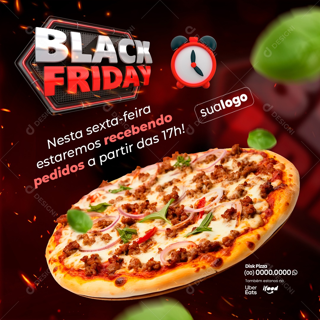 Social Media Pizzaria Black Friday PSD Editável