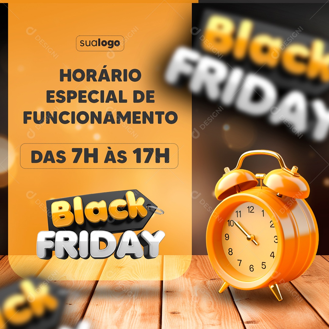 Social Media Horário Especial De Funcionamento Black Friday PSD Editável