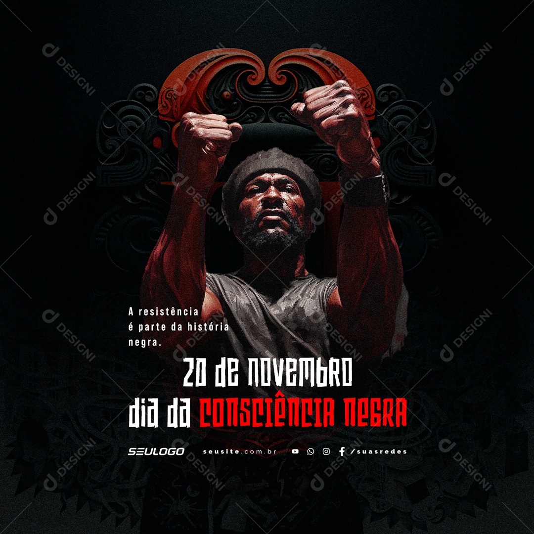Social Media Resistência é Parte Da História Negra Dia Da Consciência Negra PSD Editável