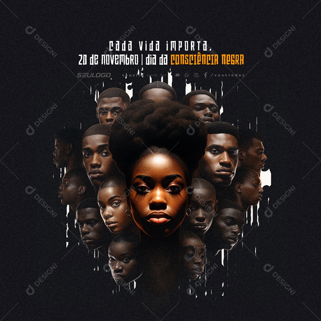 Social Media Cada Vida Importa Dia Da Consciência Negra PSD Editável