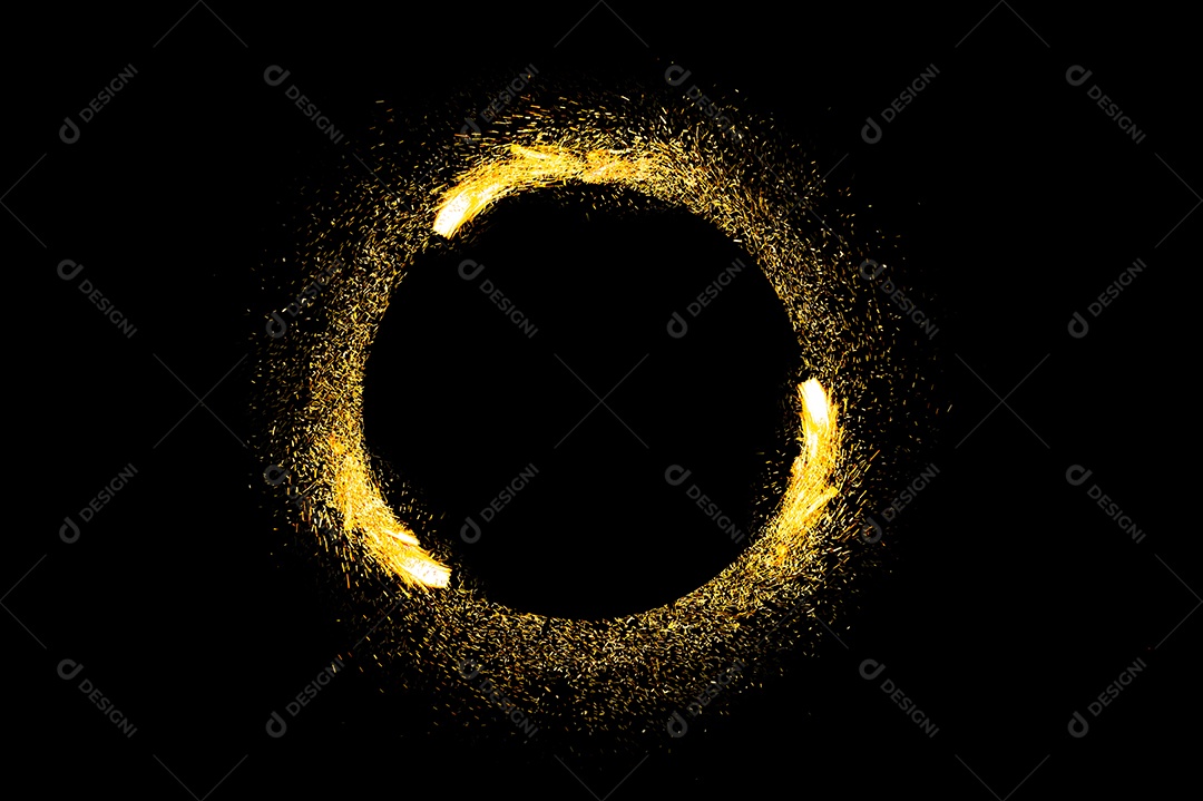 Moldura de luz circular em fundo preto