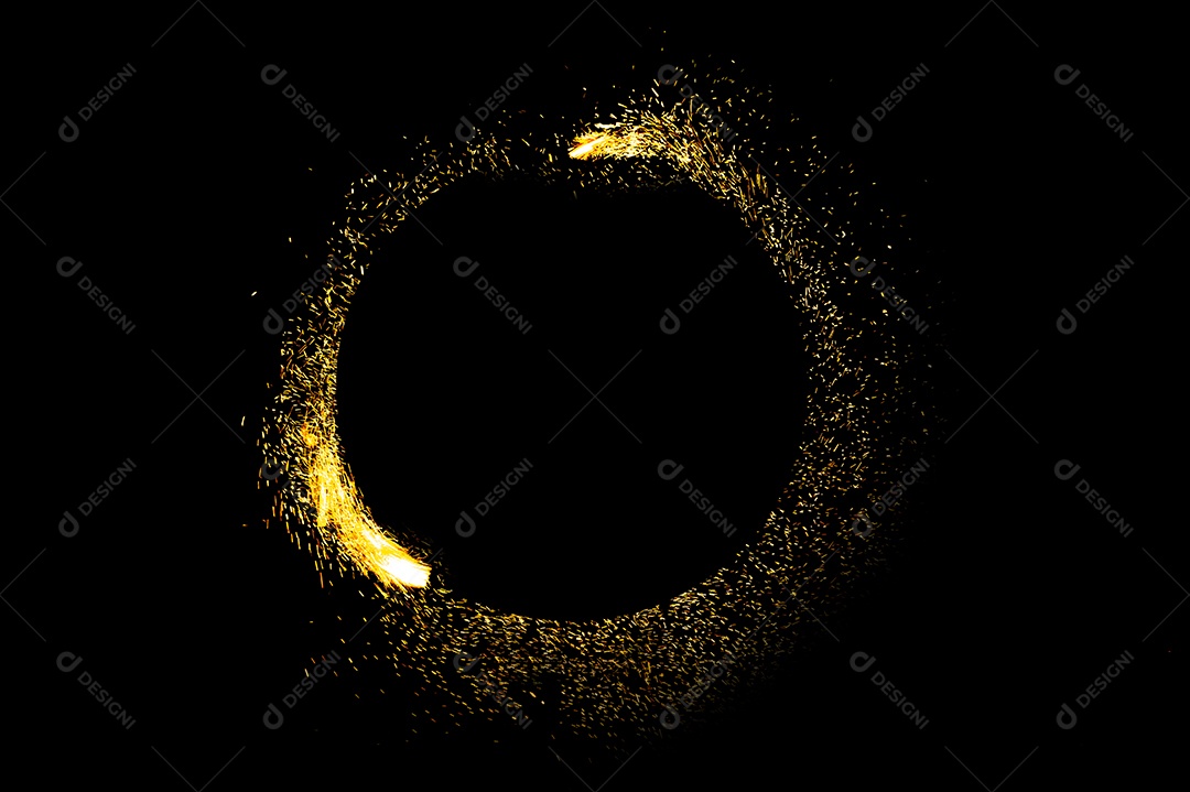 Moldura de luz circular em fundo preto