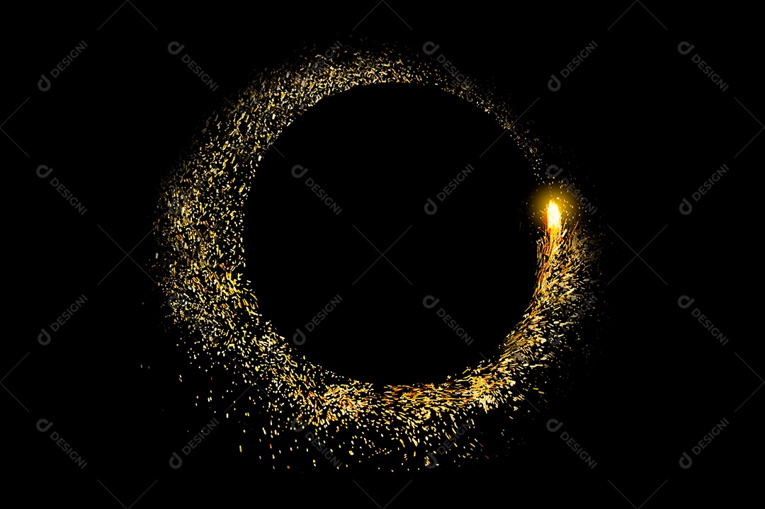 Moldura de luz circular em fundo preto