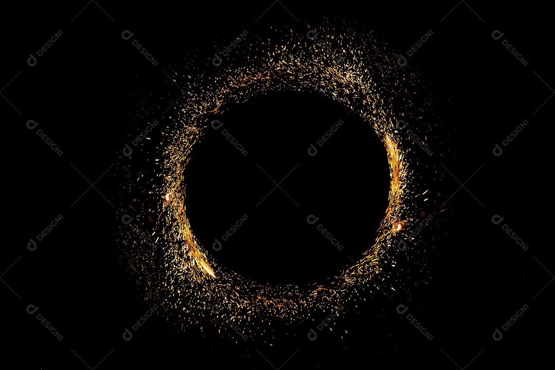 Moldura de luz circular em fundo preto