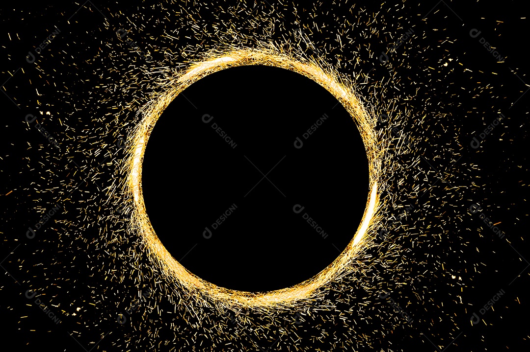 Moldura de luz circular em fundo preto