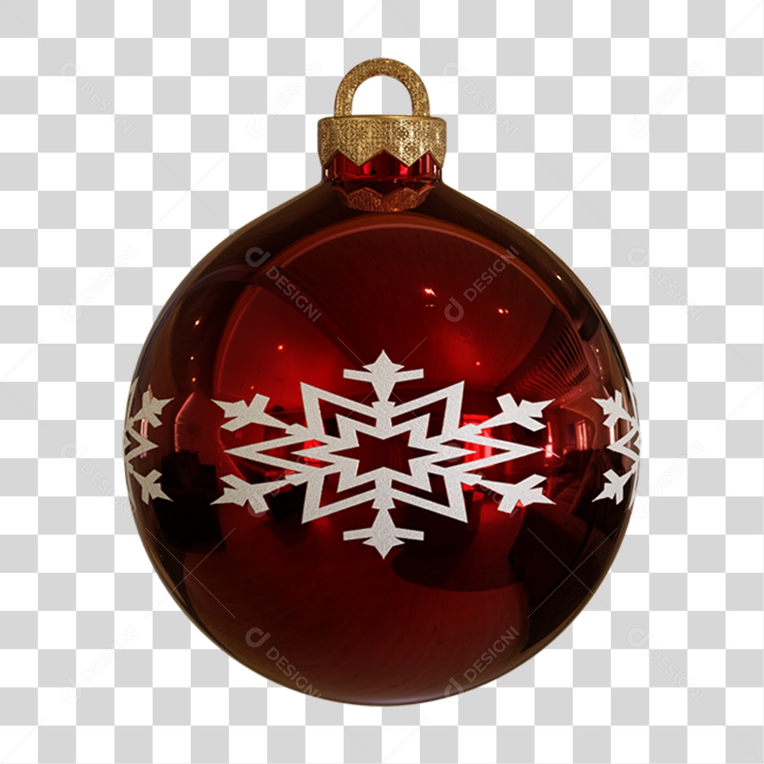 Bola de Natal Vermelha Elemento 3D Para Composição PNG Transparente