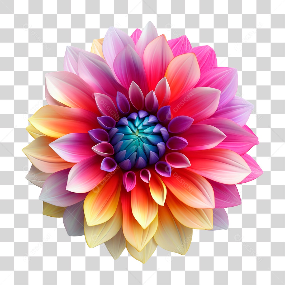 Flor Colorida PNG Transparente