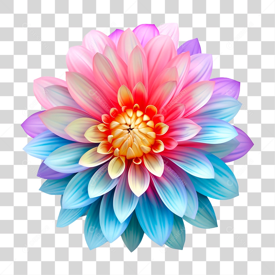Flor Colorida PNG Transparente