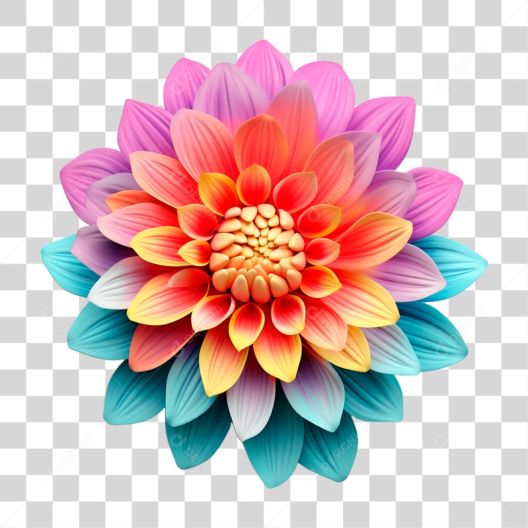 Flor Colorida PNG Transparente