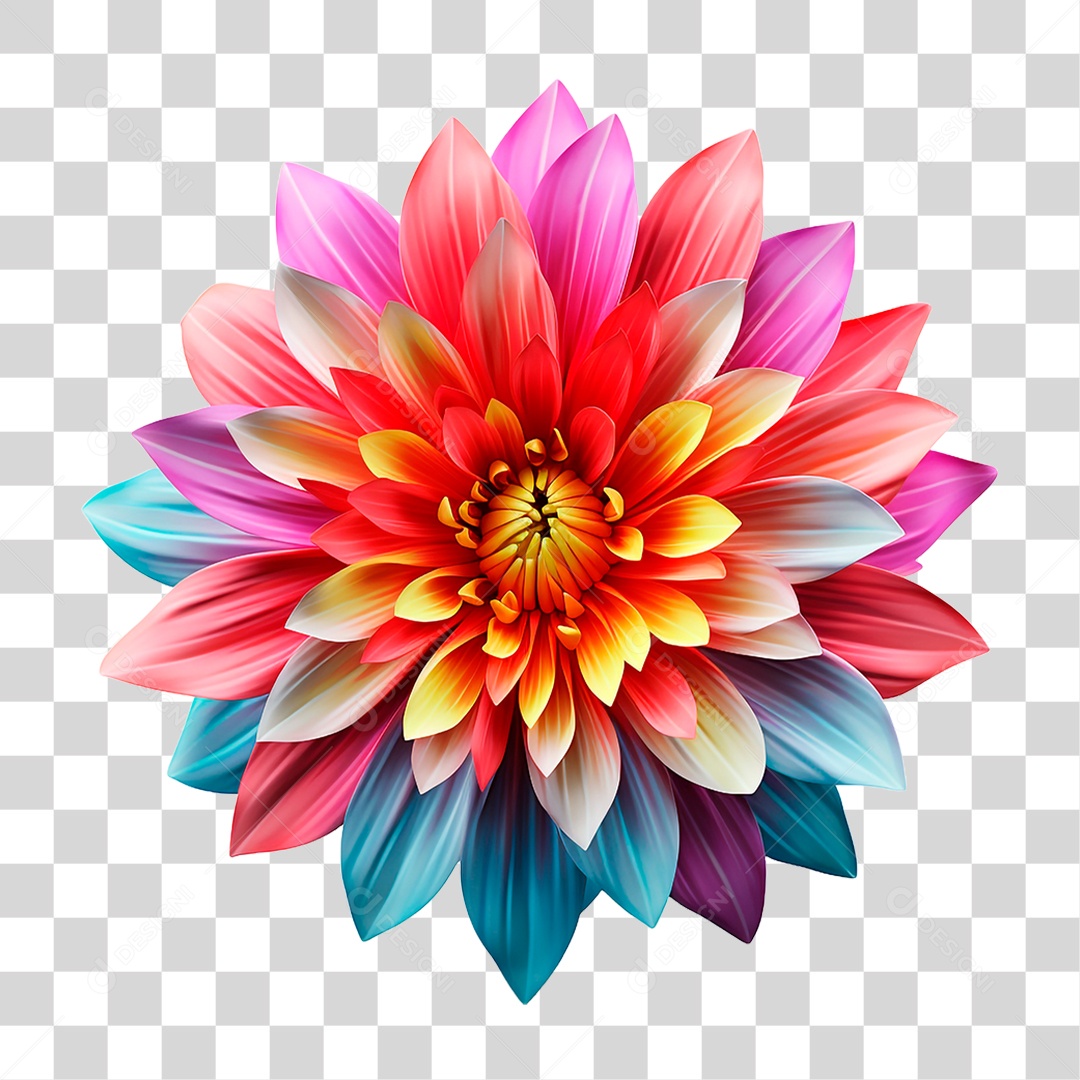 Flor Colorida PNG Transparente