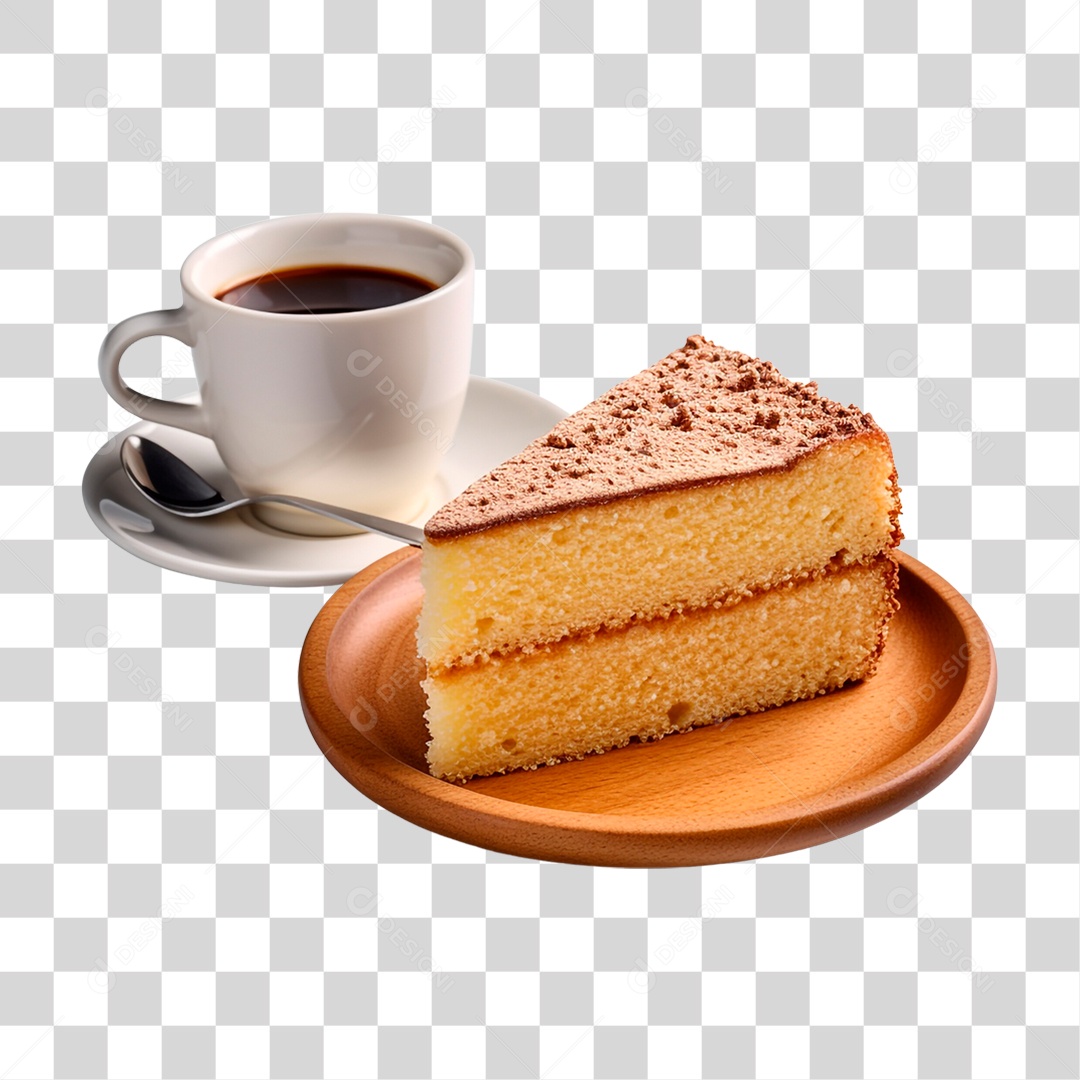 Pedaço de Bolo com Xícara de Café PNG Transparente