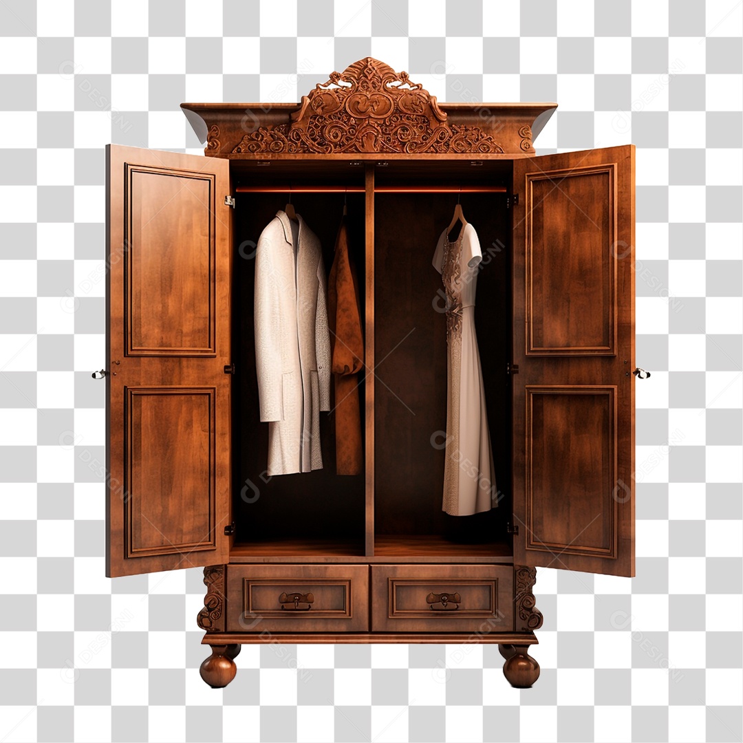 Guarda Roupa de Madeira PNG Transparente