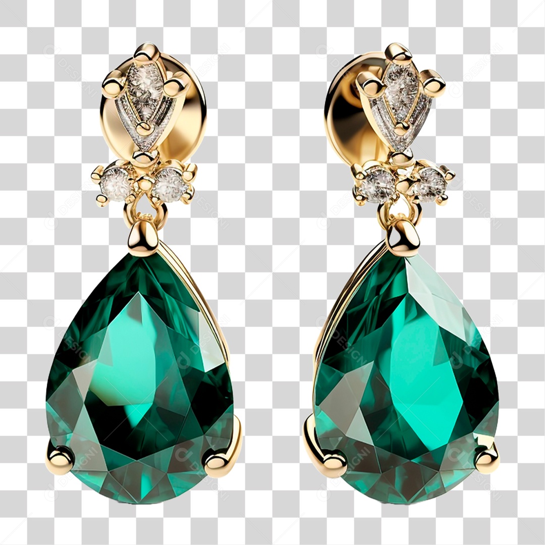Brinco de Esmeralda PNG Transparente