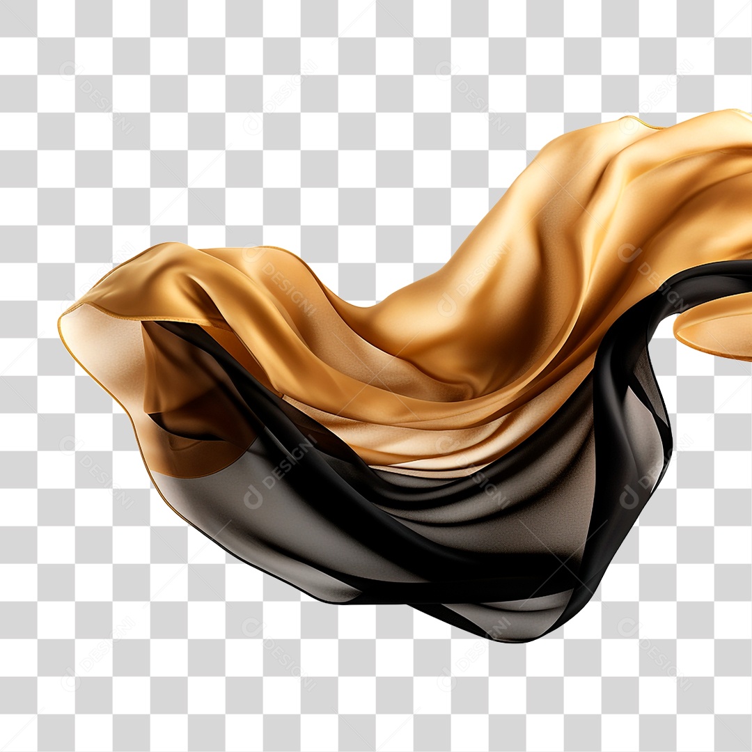 Seda Preta com Dourado PNG Transparente
