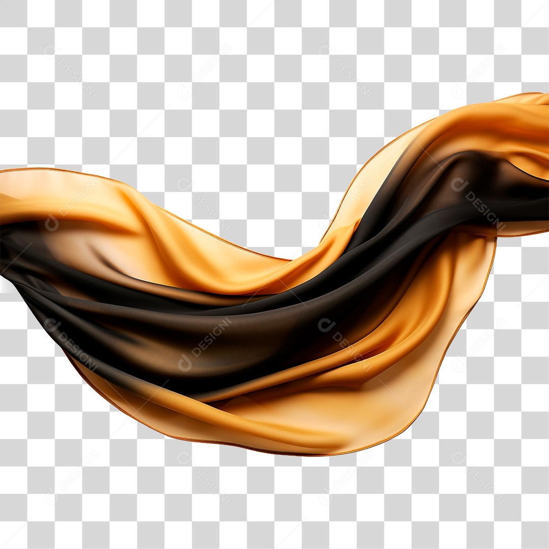 Seda Preta com Dourado PNG Transparente