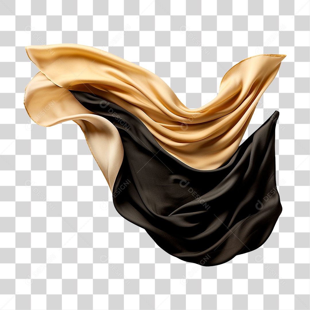 Seda Preta com Dourado PNG Transparente