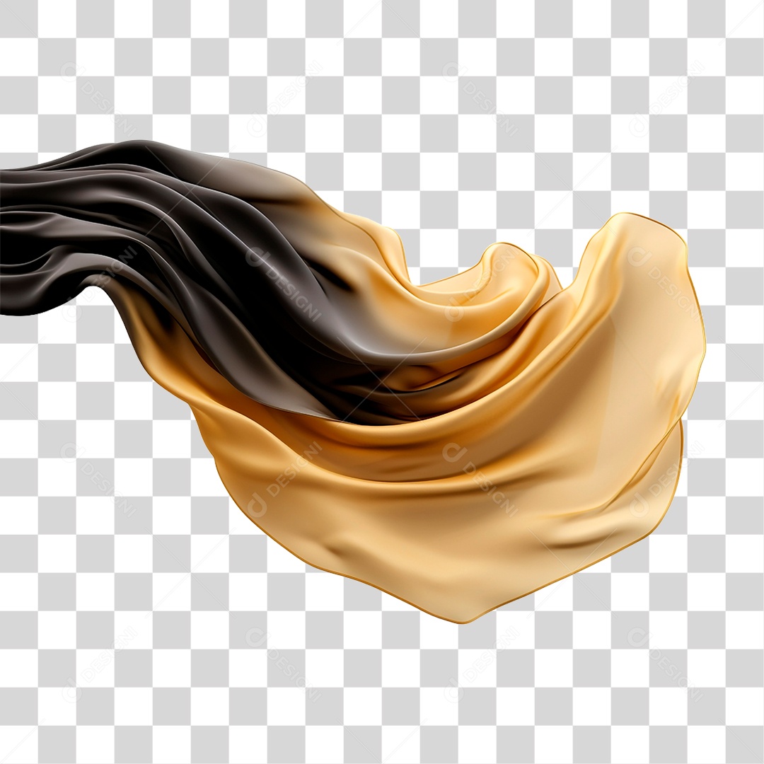 Seda Preta com Dourado PNG Transparente