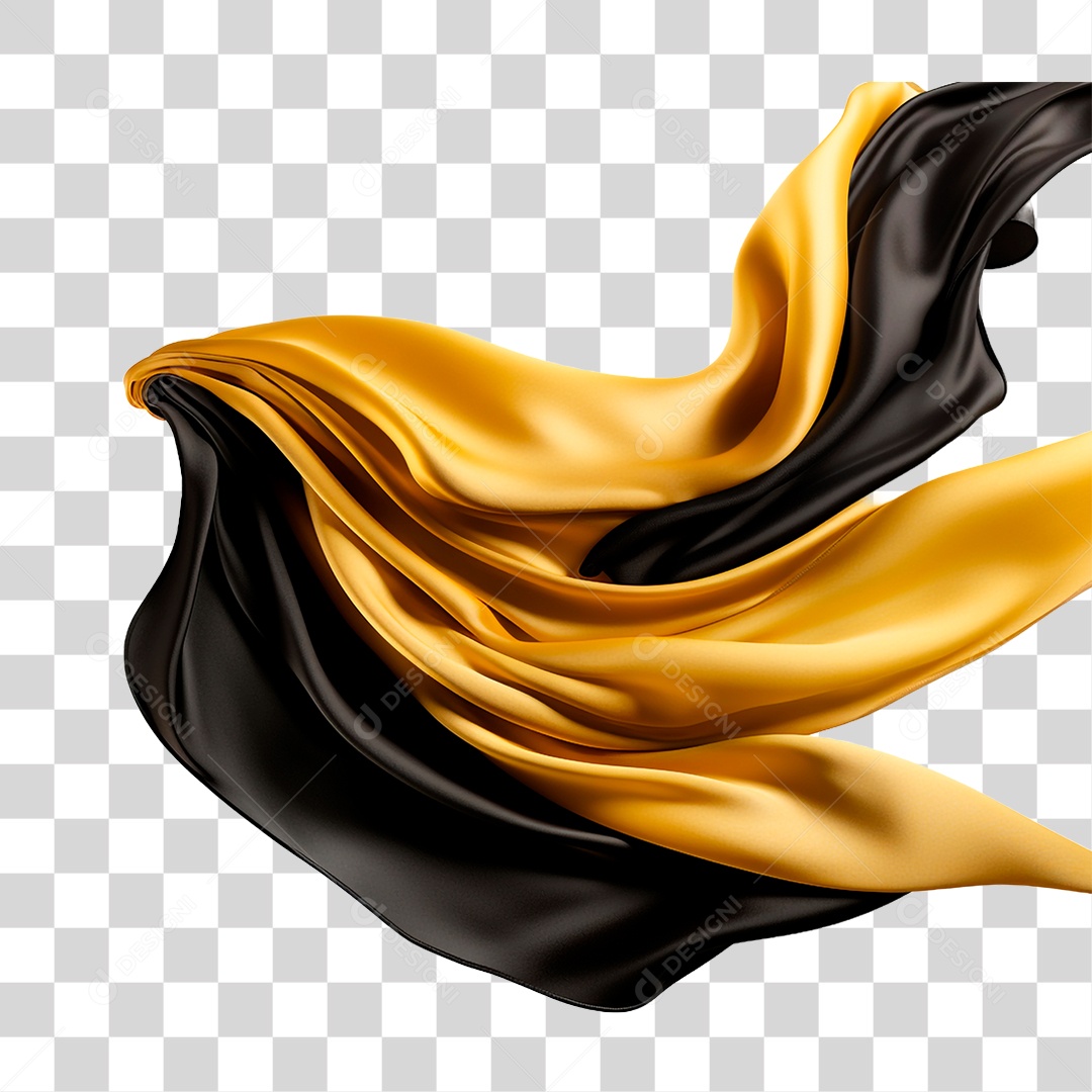 Seda Preta com Dourado PNG Transparente