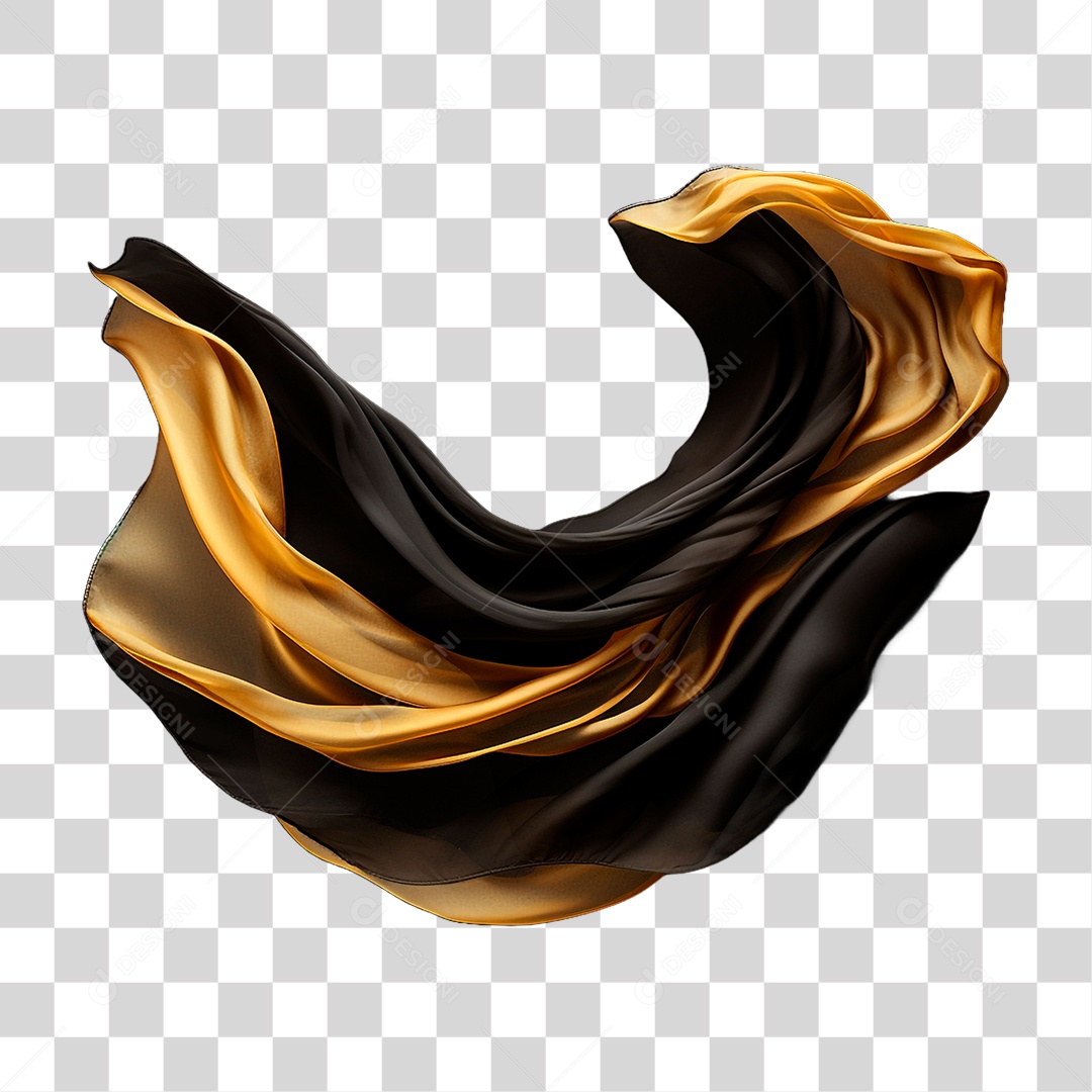 Seda Preta com Dourado PNG Transparente